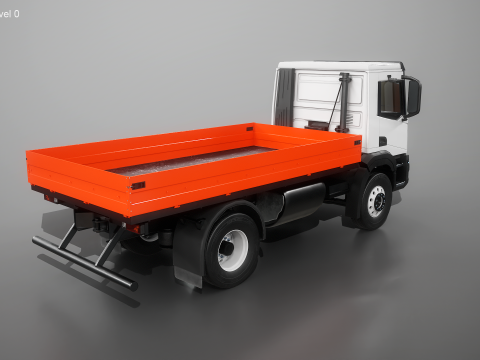 Realistic Flatbed Truck 3D Model