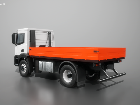 Realistic Flatbed Truck 3D Model