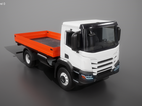 Realistic Flatbed Truck 3D Model