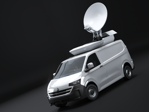 TV Uydu Haberleri Tavan &Ccedil;anaklı Minib&uuml;s VW Transporter T7 3D Model