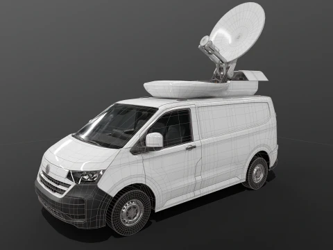 ルーフディッシュ付き TV 衛星ニュースバン VW トランスポーター T7 3Dモデル