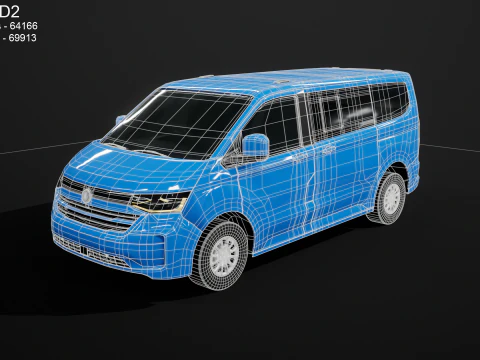2025 VW Caravelle T7 Passenger Van PBR 3D Model