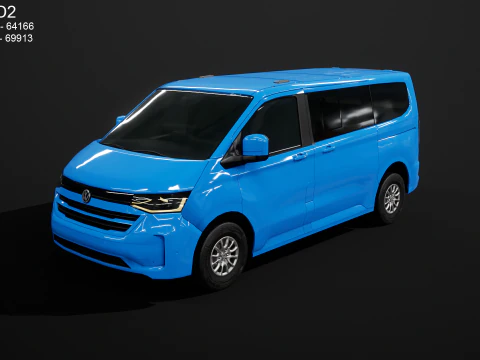 2025 VW Caravelle T7 Passenger Van PBR 3D Model