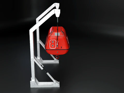 3D Lifeboat with Davit Crane System Marine Rescue Vessel Model 3D Model