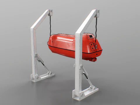 3D Lifeboat with Davit Crane System Marine Rescue Vessel Model 3D Model