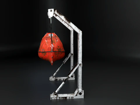 Aged Lifeboat with Davit Crane System Marine Rescue Vessel Model 3D Model