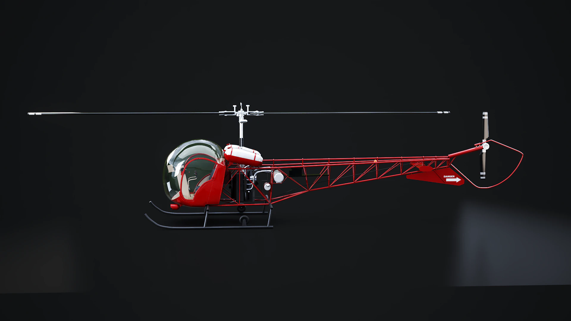 Bell 47 Light Helicopter - PBR with Interior 3D Model .c4d .max .obj .3ds .fbx .stl .blend 