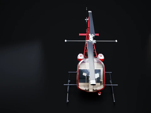 Bell 47 Light Helicopter - PBR with Interior 3D Model