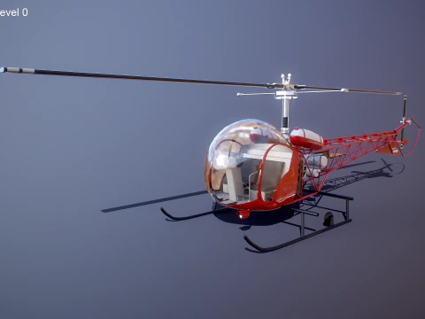 Bell 47 Light Helicopter - PBR with Interior 3D Model