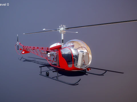 Bell 47 Light Helicopter - PBR with Interior 3D Model
