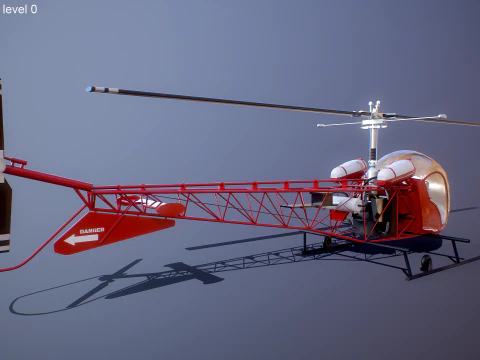 Bell 47 Light Helicopter - PBR with Interior 3D Model