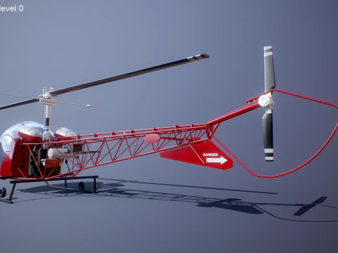 Bell 47 Light Helicopter - PBR with Interior 3D Model