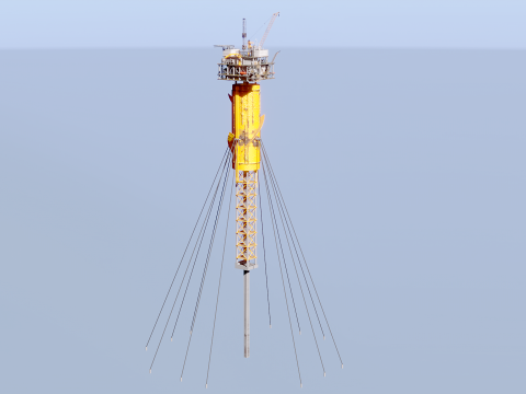 Aged SPAR Leg Oil Rig 3D Model