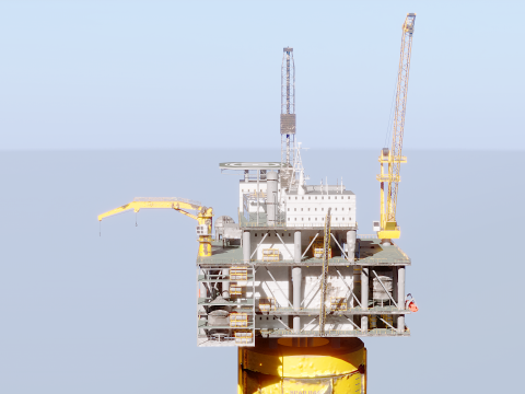 Aged SPAR Leg Oil Rig 3D Model