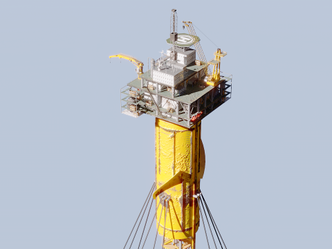 Aged SPAR Leg Oil Rig 3D Model