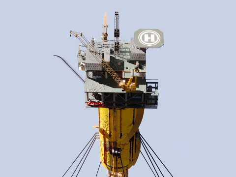 Aged SPAR Leg Oil Rig 3D Model
