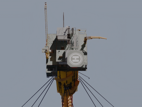 Aged SPAR Leg Oil Rig 3D Model