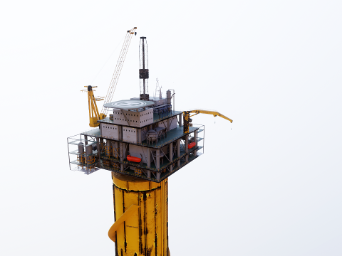 Aged SPAR Leg Oil Rig 3D Model