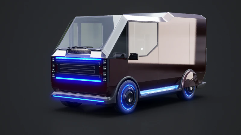 Fourgon de livraison Cyberpunk futuriste - V&eacute;hicule &eacute;lectrique de science-fiction Modèle 3D .c4d .max .obj .3ds .fbx .stl .blend 