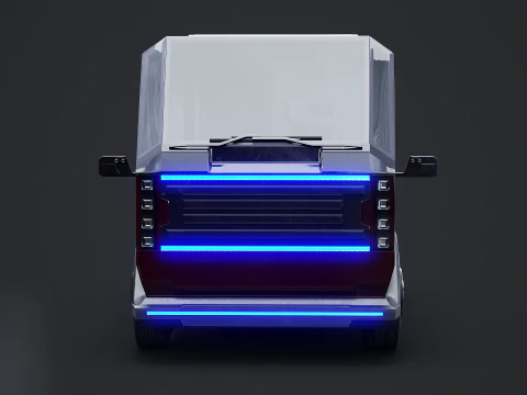 Fourgon de livraison Cyberpunk futuriste - V&eacute;hicule &eacute;lectrique de science-fiction Modèle 3D