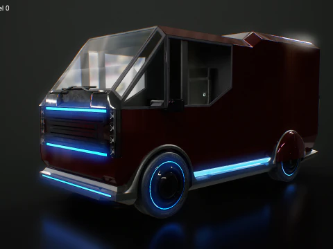 Fourgon de livraison Cyberpunk futuriste - V&eacute;hicule &eacute;lectrique de science-fiction Modèle 3D