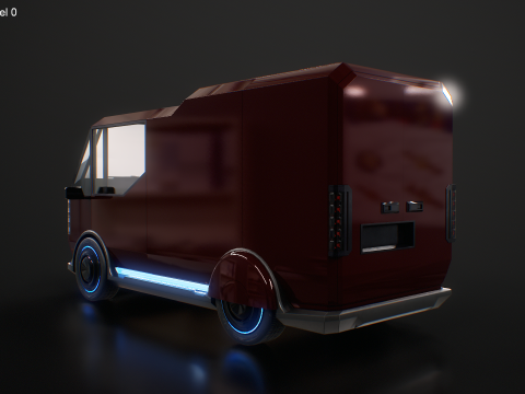 Furgone futuristico per le consegne Cyberpunk - Veicolo elettrico fantascientifico Modello 3D