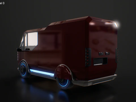Fourgon de livraison Cyberpunk futuriste - V&eacute;hicule &eacute;lectrique de science-fiction Modèle 3D