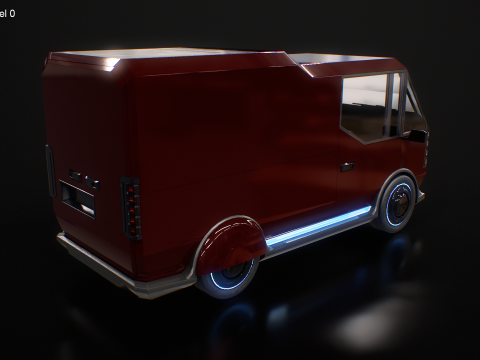 Furgone futuristico per le consegne Cyberpunk - Veicolo elettrico fantascientifico Modello 3D