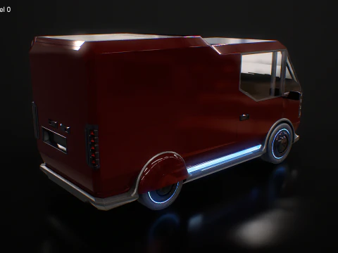 Fourgon de livraison Cyberpunk futuriste - V&eacute;hicule &eacute;lectrique de science-fiction Modèle 3D