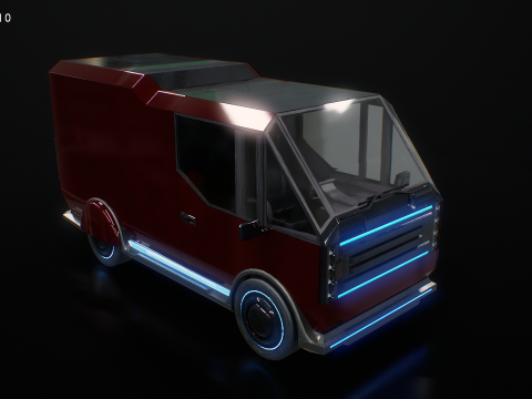 Furgone futuristico per le consegne Cyberpunk - Veicolo elettrico fantascientifico Modello 3D