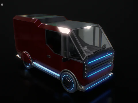 Fourgon de livraison Cyberpunk futuriste - V&eacute;hicule &eacute;lectrique de science-fiction Modèle 3D