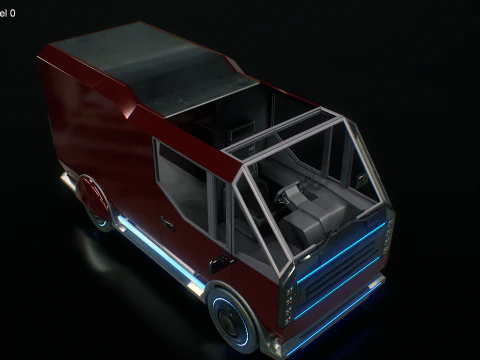 Fourgon de livraison Cyberpunk futuriste - V&eacute;hicule &eacute;lectrique de science-fiction Modèle 3D
