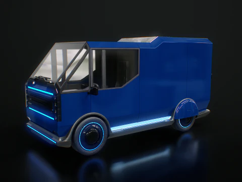 Fourgon de livraison Cyberpunk futuriste - V&eacute;hicule &eacute;lectrique de science-fiction Modèle 3D