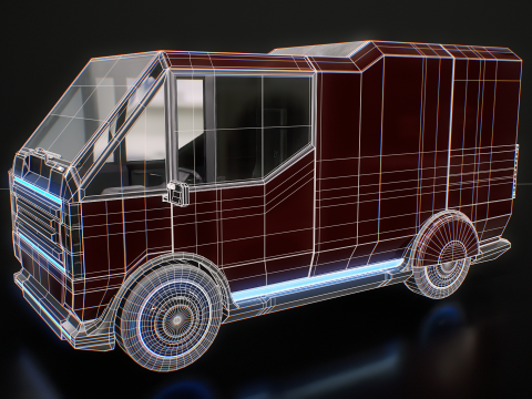 Furgone futuristico per le consegne Cyberpunk - Veicolo elettrico fantascientifico Modello 3D