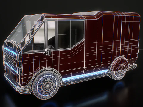 Fourgon de livraison Cyberpunk futuriste - V&eacute;hicule &eacute;lectrique de science-fiction Modèle 3D