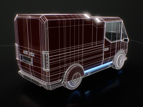 Furgone futuristico per le consegne Cyberpunk - Veicolo elettrico fantascientifico Modello 3D