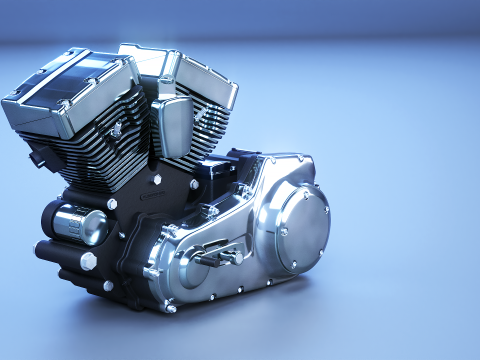 Двигун V-Twin мотоцикла з повітряним охолодженням Twin-Cam 3D Модель