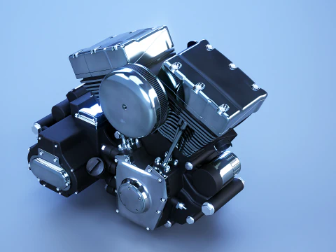 Motor de motocicleta V-Twin refrigerado a ar Twin-Cam Modelo 3D