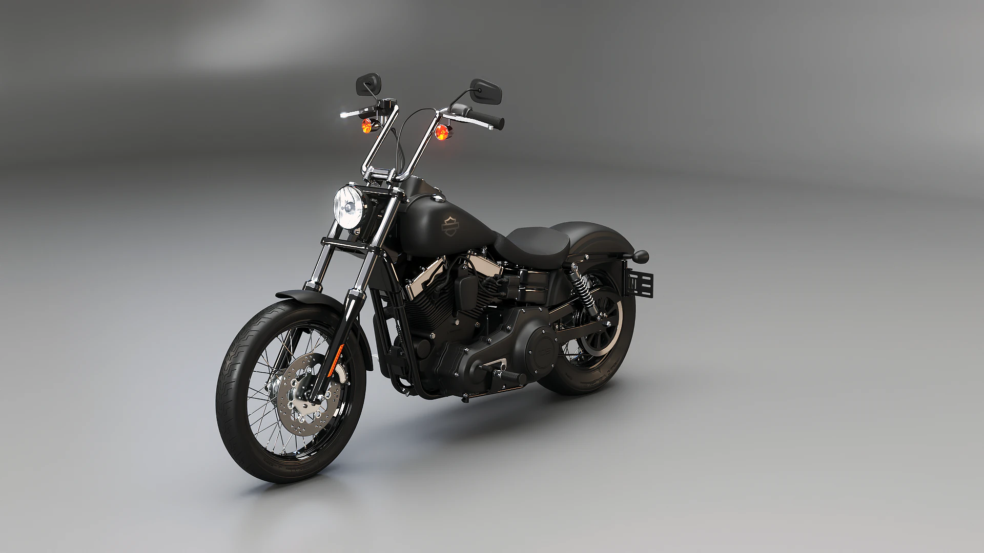 Harley-Davidson Street Bob 3D Model .c4d .max .obj .3ds .fbx .stl .blend