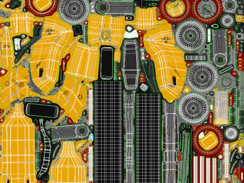 Motocicletta futuristica Cyberpunk gialla Modello 3D