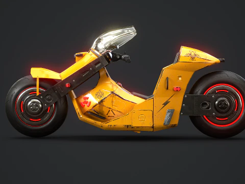 Motocicletta futuristica Cyberpunk gialla Modello 3D