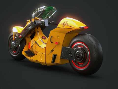 Motocicletta futuristica Cyberpunk gialla Modello 3D