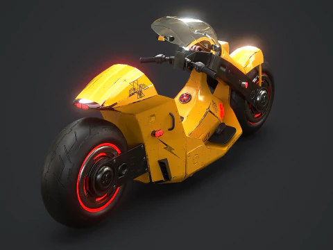 Motocicletta futuristica Cyberpunk gialla Modello 3D