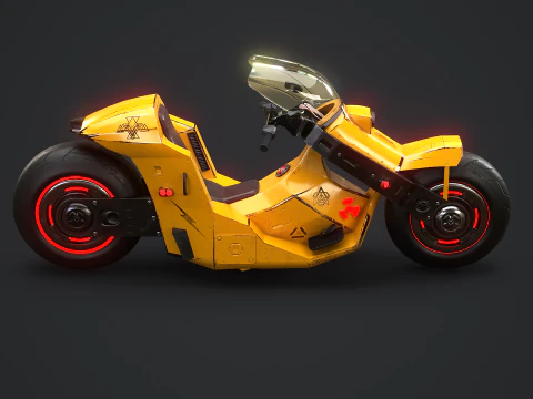Motocicletta futuristica Cyberpunk gialla Modello 3D