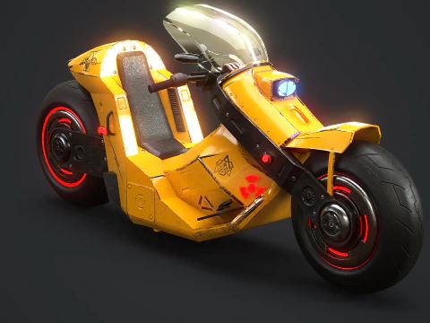 Motocicletta futuristica Cyberpunk gialla Modello 3D