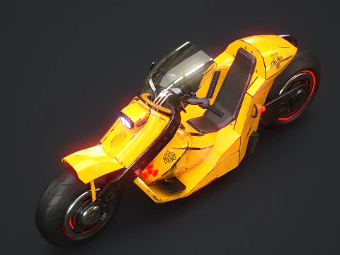 Motocicletta futuristica Cyberpunk gialla Modello 3D
