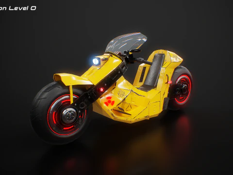 Motocicletta futuristica Cyberpunk gialla Modello 3D