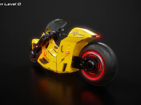 Motocicletta futuristica Cyberpunk gialla Modello 3D