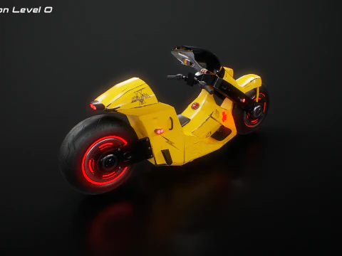Motocicletta futuristica Cyberpunk gialla Modello 3D
