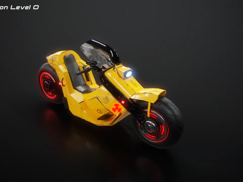 Motocicletta futuristica Cyberpunk gialla Modello 3D